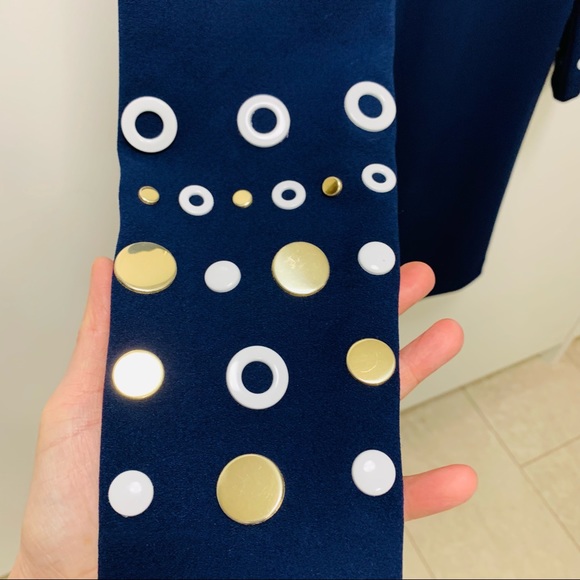 NWOT Michael Kors Navy Dress w/Sleeve Embellishments Size XS - Picture 12 of 12